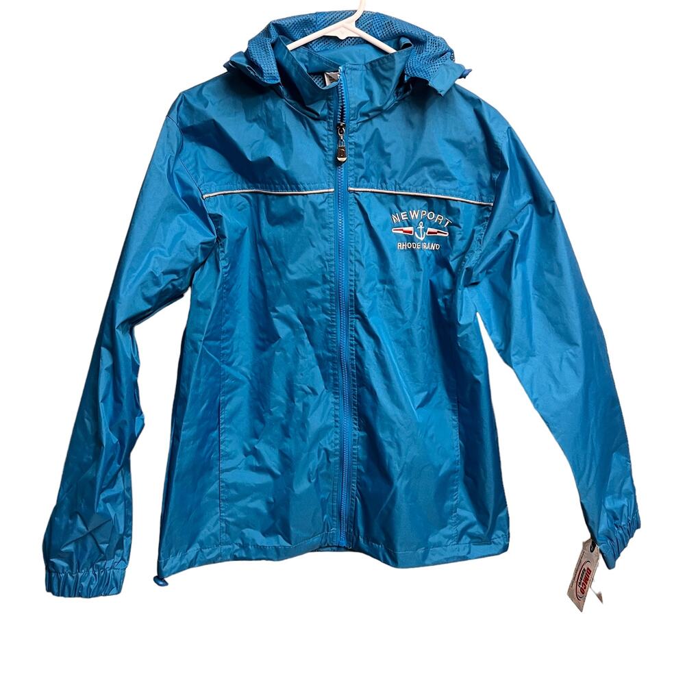 Dimco Apparel Newport Rhode Island Blue Hooded Windbreaker Coat NWT